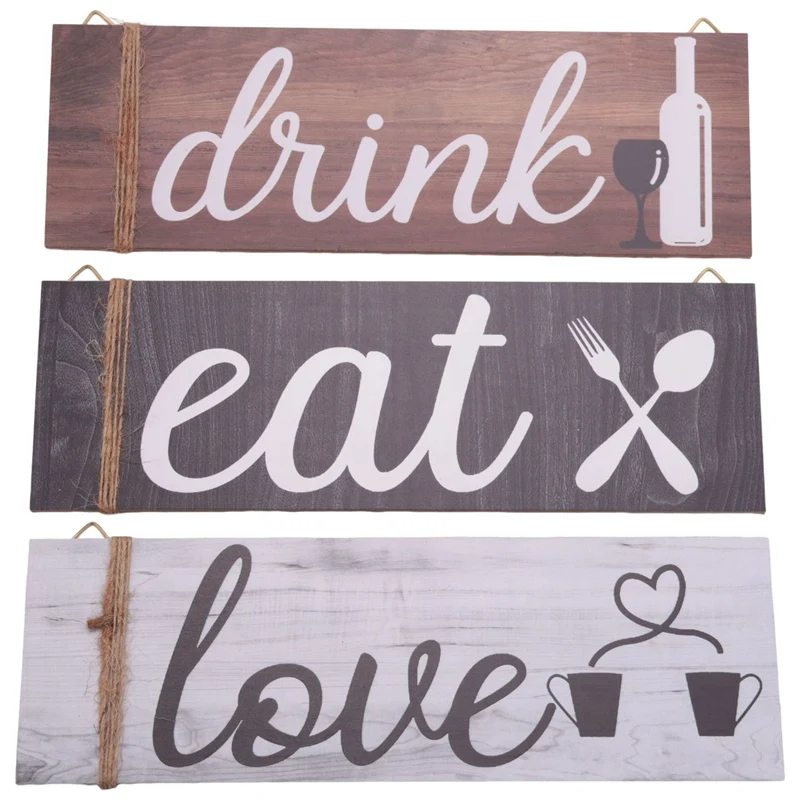 3 Pcs Wood Home Sign Rustic Wooden Kitchen Wall Decor Eat Drink Love Wood Sign With Hanging Hole For Home Kitchen Dining
3 Pcs Wood Home Sign Rustic Wooden Kitchen Wall Decor Eat Drink Love Wood Sign With Hanging Hole For Home Kitchen Dining