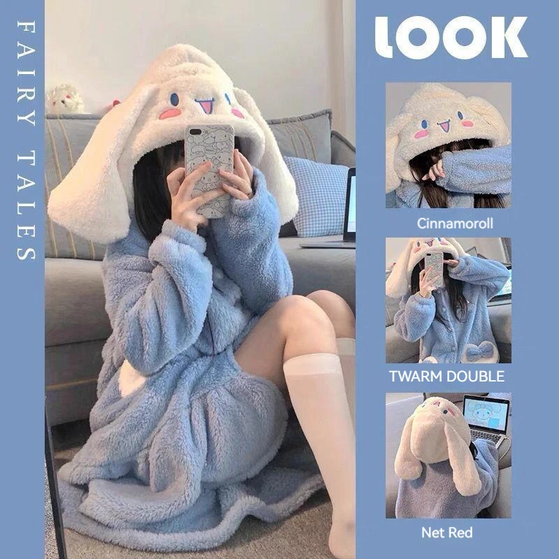 2023 Autumn And Winter Cute Cinnamoroll Coral Fleece Men's And Women's Pajamas Warm Loose Long-sleeved Dressing Gowns Loungewear
2023 Autumn And Winter Cute Cinnamoroll Coral Fleece Men's And Women's Pajamas Warm Loose Long-sleeved Dressing Gowns Loungewear