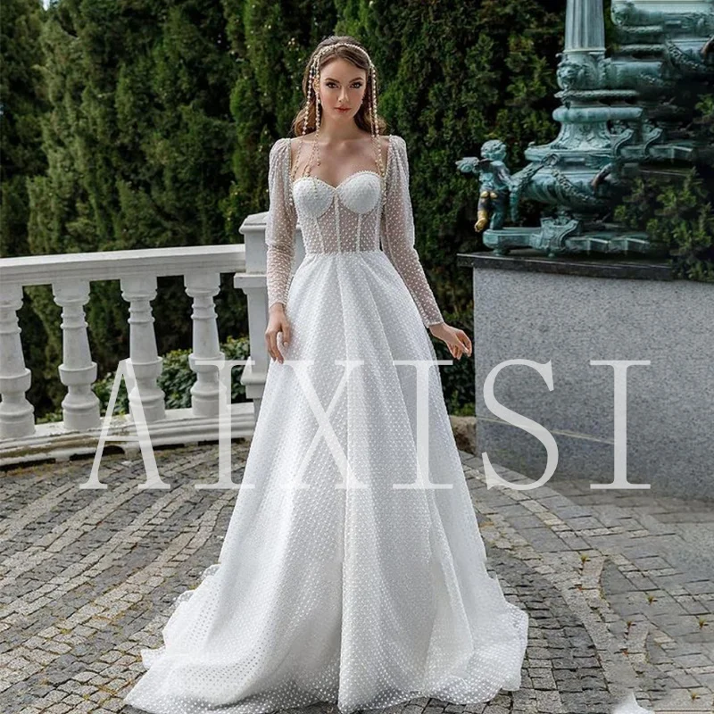 Женское свадебное платье с открытой спиной, элегантное ТРАПЕЦИЕВИДНОЕ платье невесты с длинным рукавом 
Женское свадебное платье с открытой спиной, элегантное ТРАПЕЦИЕВИДНОЕ платье невесты с длинным рукавом