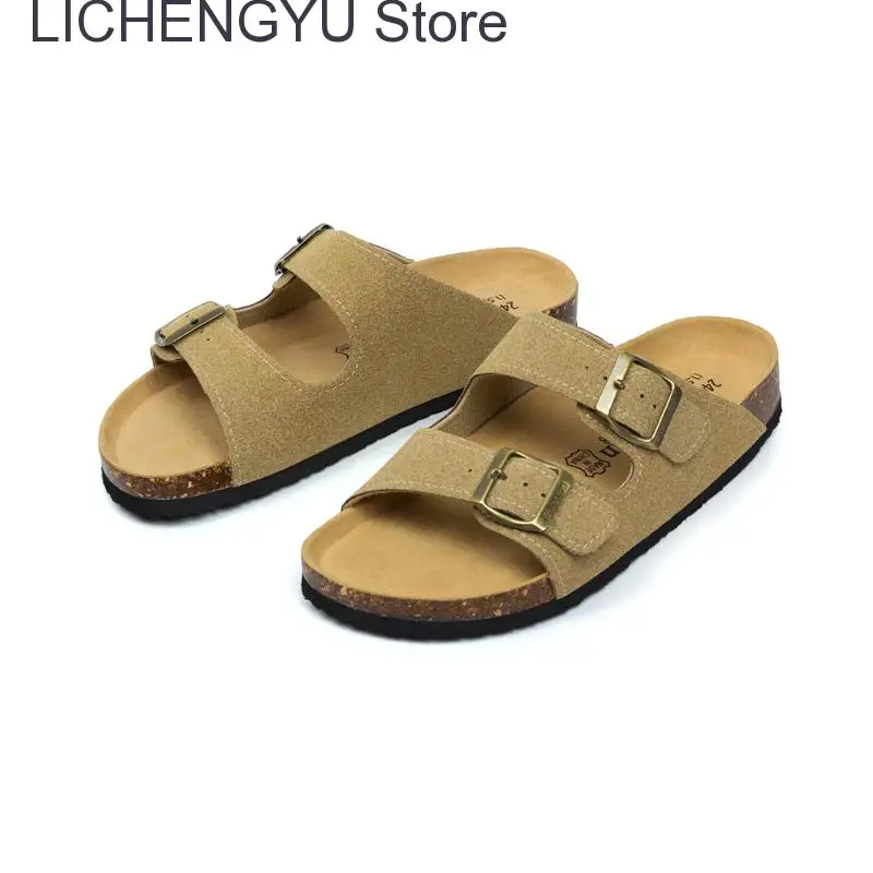New Summer Men Cork Slipper Casual Beach Double Buckle Non-slip Outside Nubuck Leather Slip on Slides Shoe
New Summer Men Cork Slipper Casual Beach Double Buckle Non-slip Outside Nubuck Leather Slip on Slides Shoe