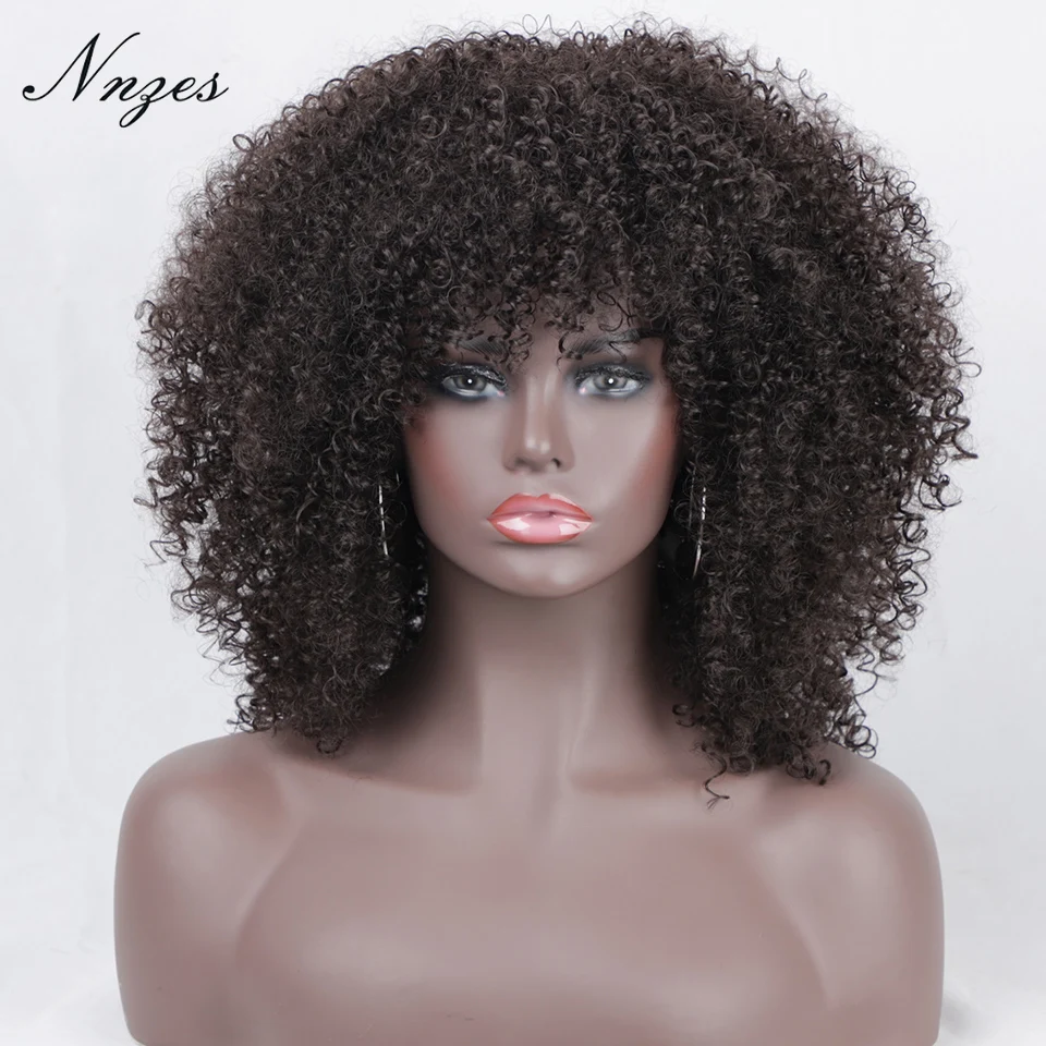 NNZES Short Afro Kinky Curly Wigs Dark Brown Mixed Black Synthetic Wigs with Bangs for Black Women Blonde Red Grey Cosplay Hairs
NNZES Short Afro Kinky Curly Wigs Dark Brown Mixed Black Synthetic Wigs with Bangs for Black Women Blonde Red Grey Cosplay Hairs