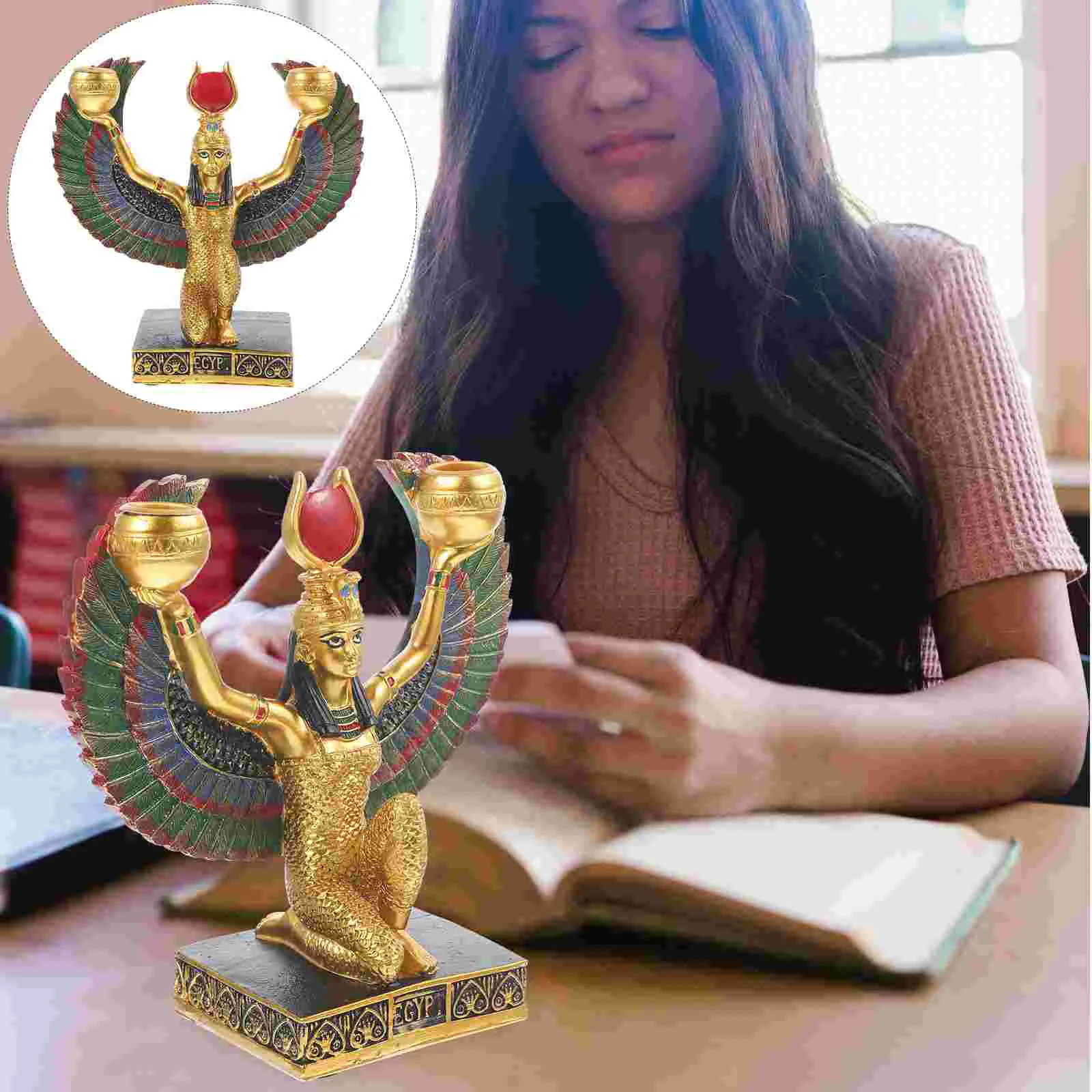 

Egyptian Ornament Home Décor Egyptian Isis Wings Statue Idol Miniature Egyptian Gods Resin Egyptian Female God Figurines