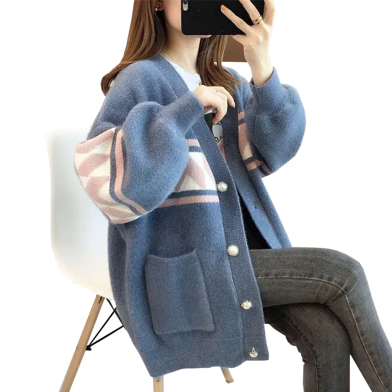Thick Imitation Mink Sweater Outerwear Women Fashion Knitt Cardigan Jacket Lady New Autumn Winter Coat Overcoat Female 
Thick Imitation Mink Sweater Outerwear Women Fashion Knitt Cardigan Jacket Lady New Autumn Winter Coat Overcoat Female
