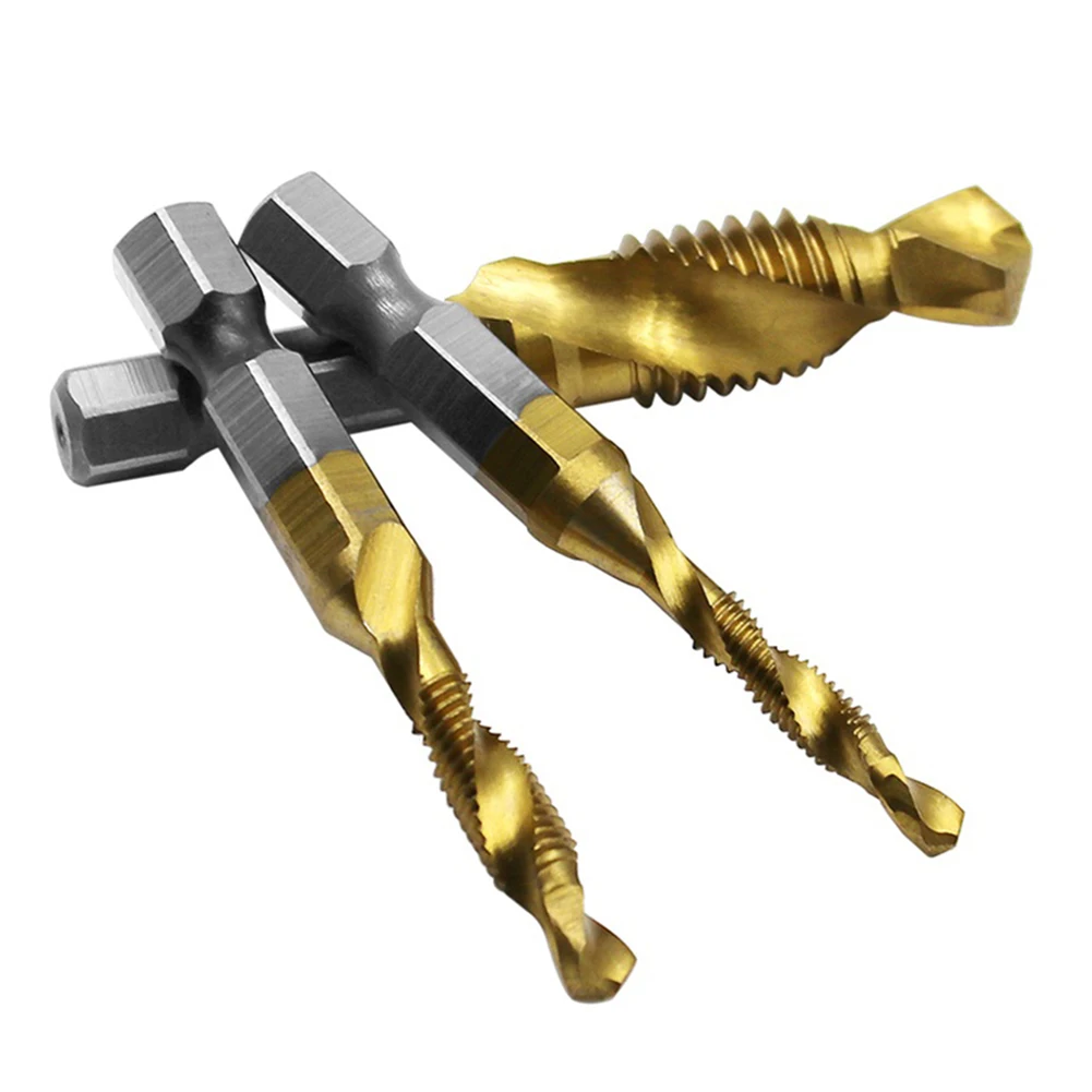 12pcs Titanium Plated Hex Shank HSS Screw Thread Metric Tap Drill Compound Tap Workshop Equipment Power Tools Drill Bits
12pcs Titanium Plated Hex Shank HSS Screw Thread Metric Tap Drill Compound Tap Workshop Equipment Power Tools Drill Bits