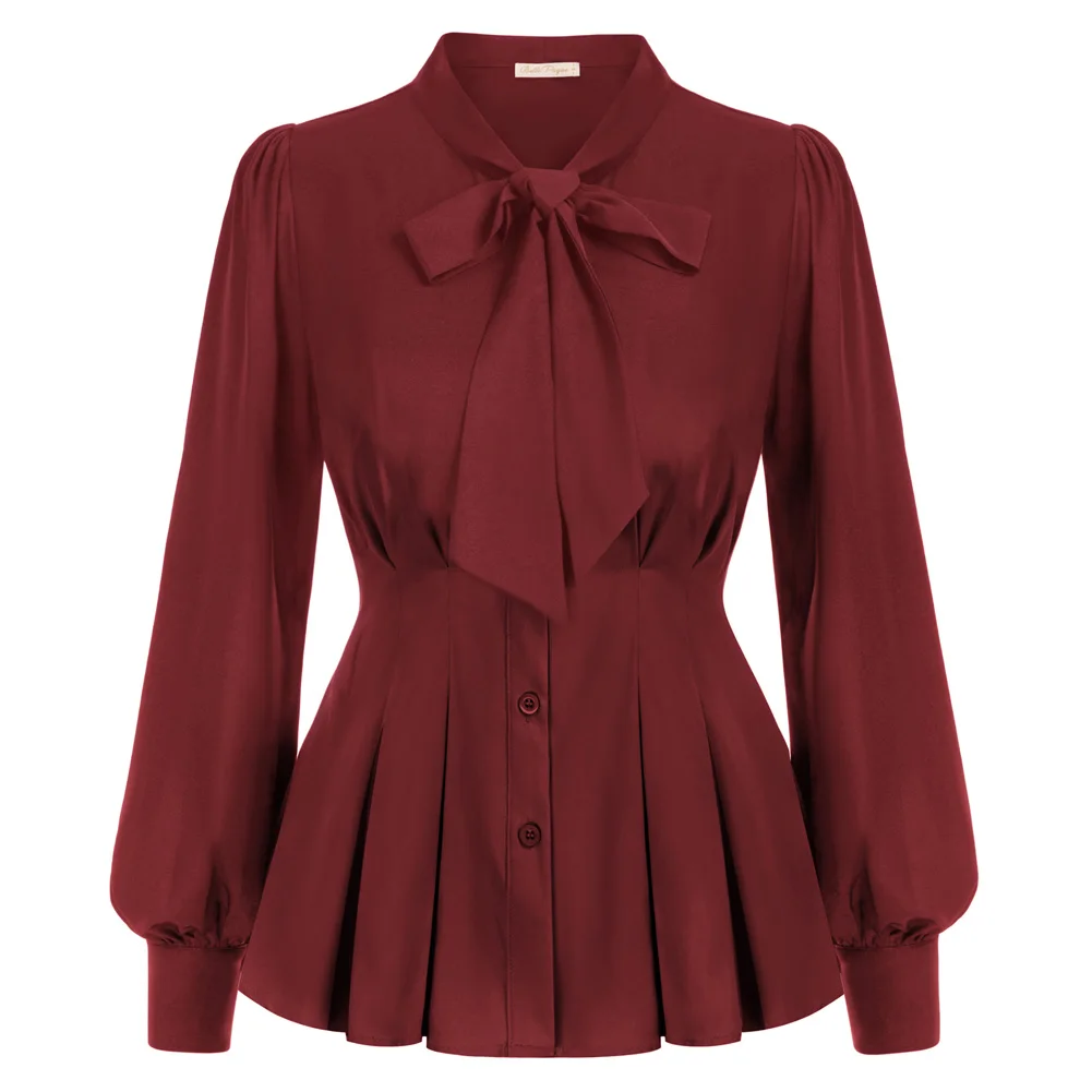 BP Women's Shirt Vintage Defined Waist Ruched Shirt Long Sleeve Bow-Knot Decorated Tops Autumn New Blouses And Shirts
BP Women's Shirt Vintage Defined Waist Ruched Shirt Long Sleeve Bow-Knot Decorated Tops Autumn New Blouses And Shirts