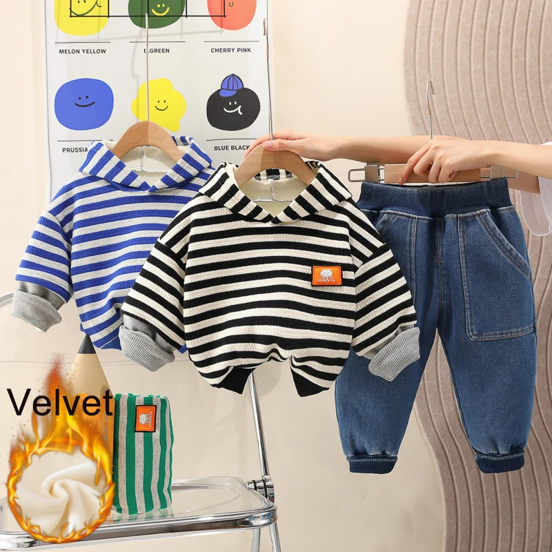 KEAIYOUHUO Winter Newborn 1-5Years Baby Boys Clothes Set Sweater+Pants 2Pcs Children Fleece Toddler Striped Hooded Keep Warming
KEAIYOUHUO Winter Newborn 1-5Years Baby Boys Clothes Set Sweater+Pants 2Pcs Children Fleece Toddler Striped Hooded Keep Warming