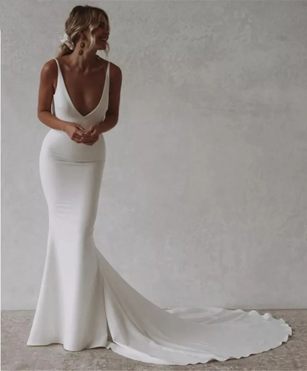 Mermaid Beach Wedding Dresses Sexy Deep V-neck Backless Bride Dress Long Boho White Fashion Wedding Gowns Custom Made
Mermaid Beach Wedding Dresses Sexy Deep V-neck Backless Bride Dress Long Boho White Fashion Wedding Gowns Custom Made