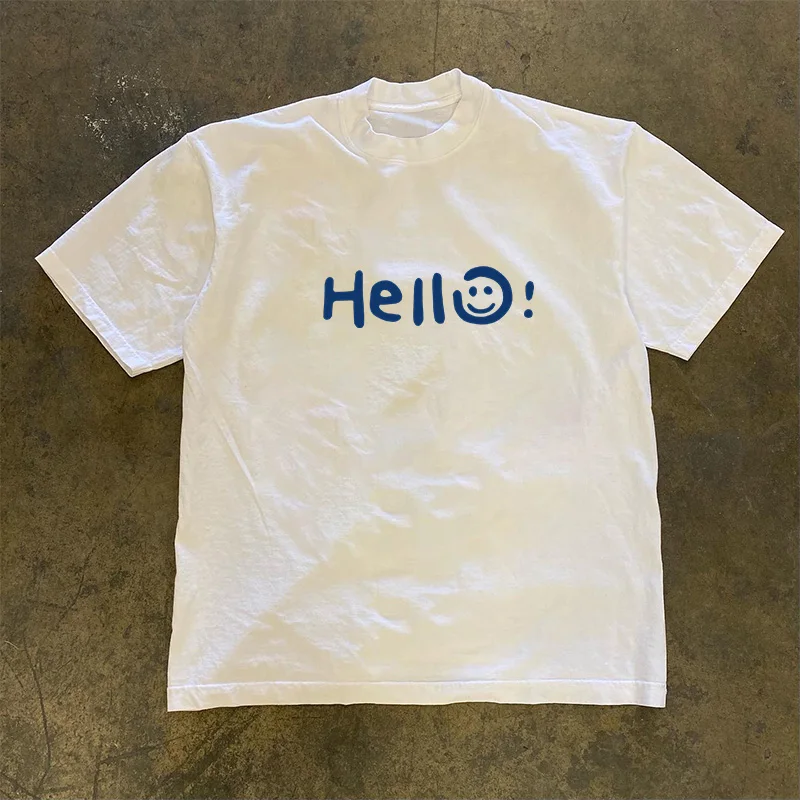 Heavy and Impenetrable, Hello, Smiling Face, Hong Kong Style, Men's Niche Design, Round Neck, Trendy Short-sleeved T-shirt
Heavy and Impenetrable, Hello, Smiling Face, Hong Kong Style, Men's Niche Design, Round Neck, Trendy Short-sleeved T-shirt