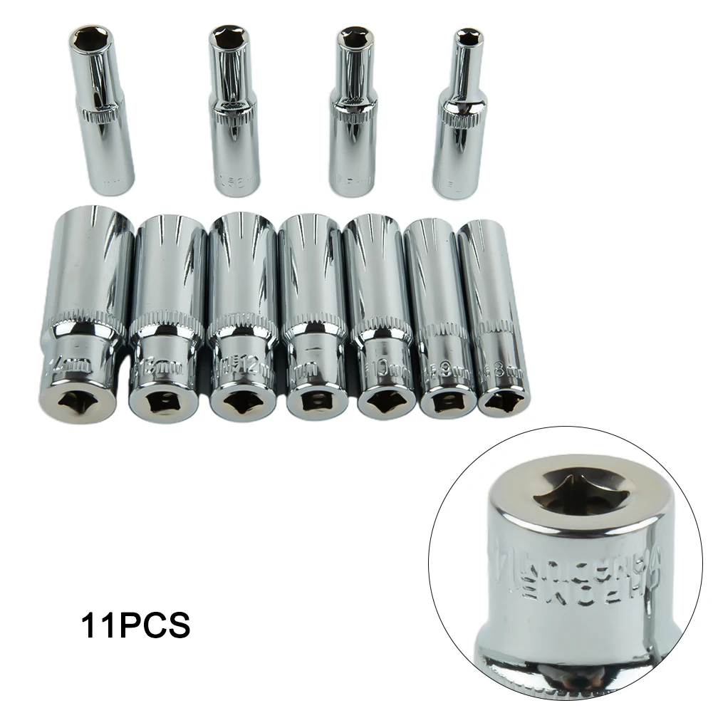 11PCS 4-14mm Deep Socket Adapter 1/4inch Hex Socket Wrench Heads Ratchet Tool Ferramentas Herramientas Parafusadeira Multitool
11PCS 4-14mm Deep Socket Adapter 1/4inch Hex Socket Wrench Heads Ratchet Tool Ferramentas Herramientas Parafusadeira Multitool