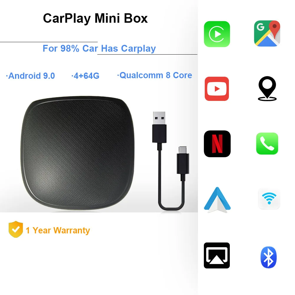 Applepie Wireless Carplay Ai Box Mini Android 9.0 Car Smart Box 4+64G Car Play Multimedia Android Auto For Volvo Ford Benz VW
Applepie Wireless Carplay Ai Box Mini Android 9.0 Car Smart Box 4+64G Car Play Multimedia Android Auto For Volvo Ford Benz VW