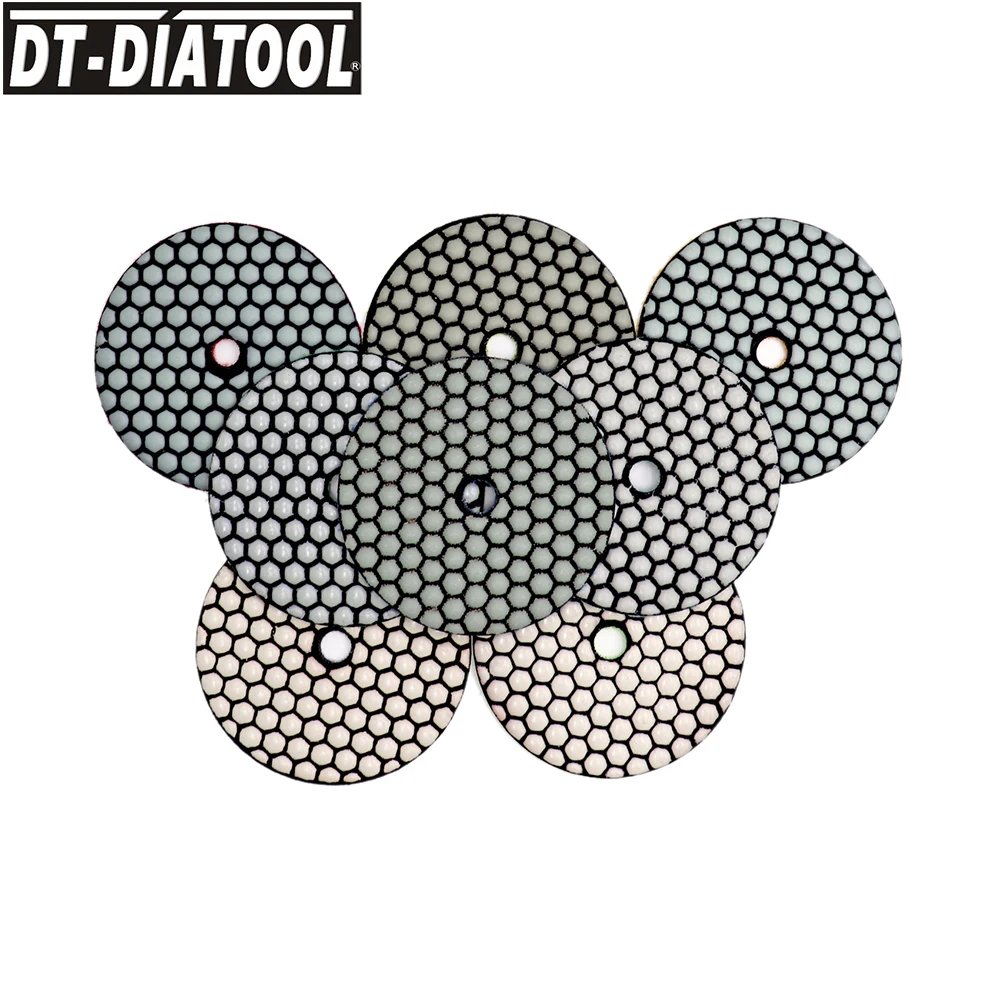 DT-DIATOOL 8pcs/set Dia 4"/100mm Flexible Diamond Dry Polishing Pads Professional Resin Bond Sanding Disc For Granite Marble
DT-DIATOOL 8pcs/set Dia 4"/100mm Flexible Diamond Dry Polishing Pads Professional Resin Bond Sanding Disc For Granite Marble