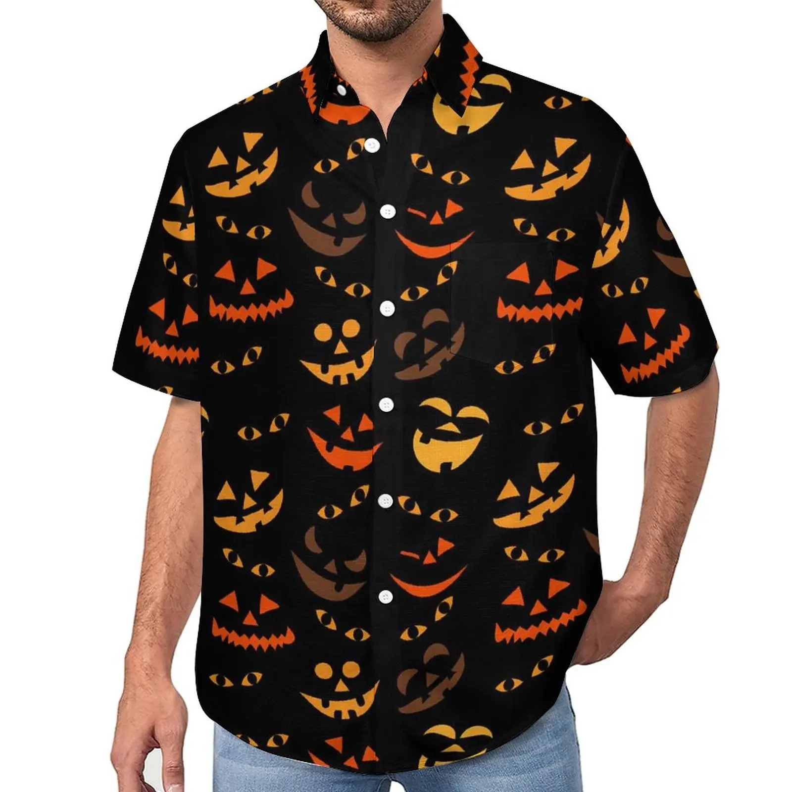 Pumpkin Print Blouses Mens Halloween Faces Casual Shirts Hawaii Short-Sleeve Design Fashion Oversized Beach Shirt Gift
Pumpkin Print Blouses Mens Halloween Faces Casual Shirts Hawaii Short-Sleeve Design Fashion Oversized Beach Shirt Gift