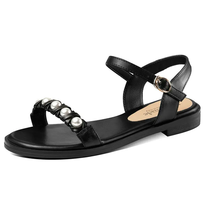 Genuine Natural Leather Open Toe Girls Shoes With Pearls Design Soft Rubber Sole Comfy Leisure Women Flat Sandals Plus Size 43
Genuine Natural Leather Open Toe Girls Shoes With Pearls Design Soft Rubber Sole Comfy Leisure Women Flat Sandals Plus Size 43