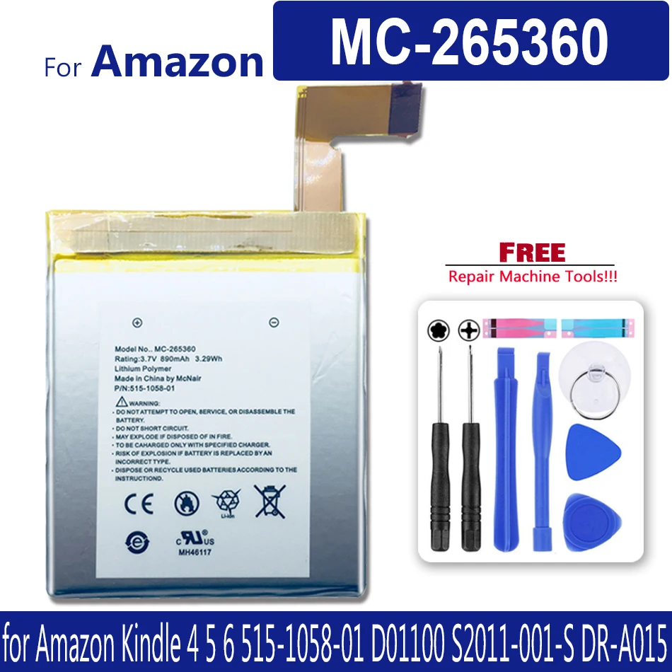 Аккумулятор на 890 мА · ч для Amazon Kindle 4 5 6 D01100 515-1058-01 Фотогалерея с трековым кодом
Аккумулятор на 890 мА · ч для Amazon Kindle 4 5 6 D01100 515-1058-01 Фотогалерея с трековым кодом