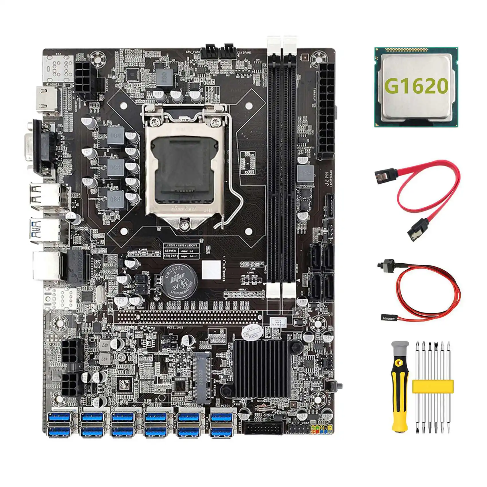 Материнская плата B75 ETH для майнинга с 12 PCIE на USB + процессор G1620 + Набор отверток + кабель переключателя + кабель SATA Материнская плата DDR3 LGA1155
Материнская плата B75 ETH для майнинга с 12 PCIE на USB + процессор G1620 + Набор отверток + кабель переключателя + кабель SATA Материнская плата DDR3 LGA1155