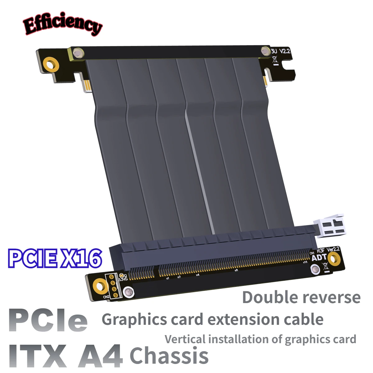 

Удлинительный кабель для видеокарты ADT, PCI-E X16, 3,0 полная скорость, стабильная Совместимость с шасси A4 ITX, двойной реверс, серия 16x 3U
