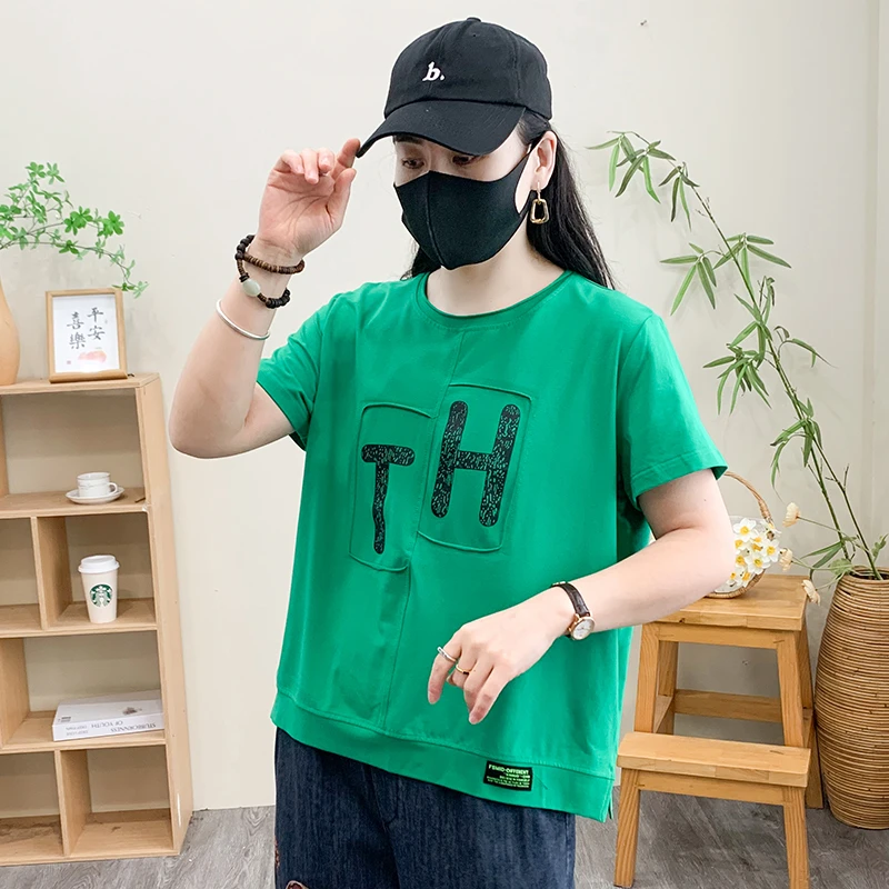 XUANMILU summer new high-quality cotton vitality short-sleeved t-shirt top women's loose tee embroidery loose all-match tops 
XUANMILU summer new high-quality cotton vitality short-sleeved t-shirt top women's loose tee embroidery loose all-match tops