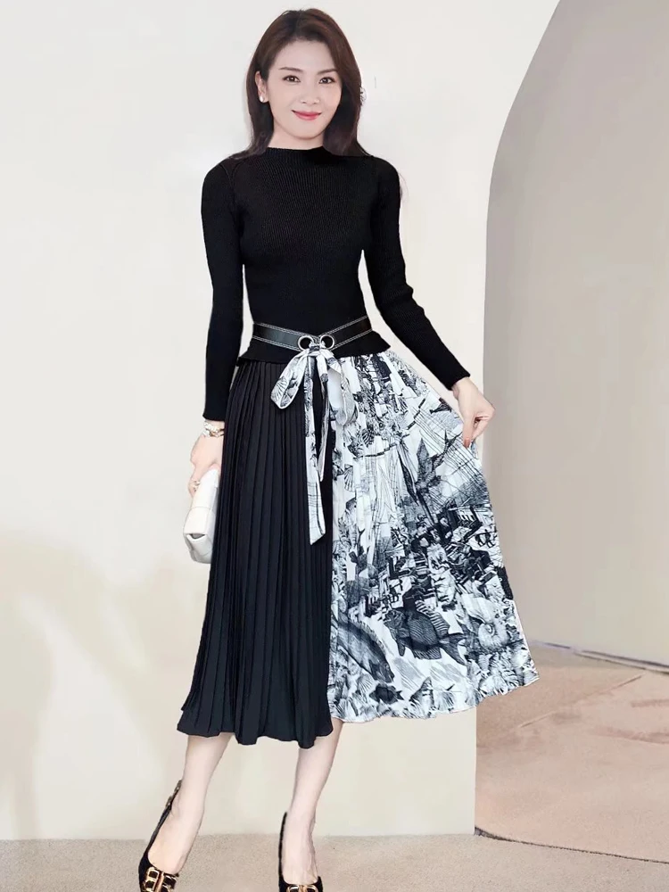 Designers High Quality Summer New Women's Vintage Elegant Casual Party High Street Fashion Knit Printed Patchwork Pleated Dress
Designers High Quality Summer New Women's Vintage Elegant Casual Party High Street Fashion Knit Printed Patchwork Pleated Dress