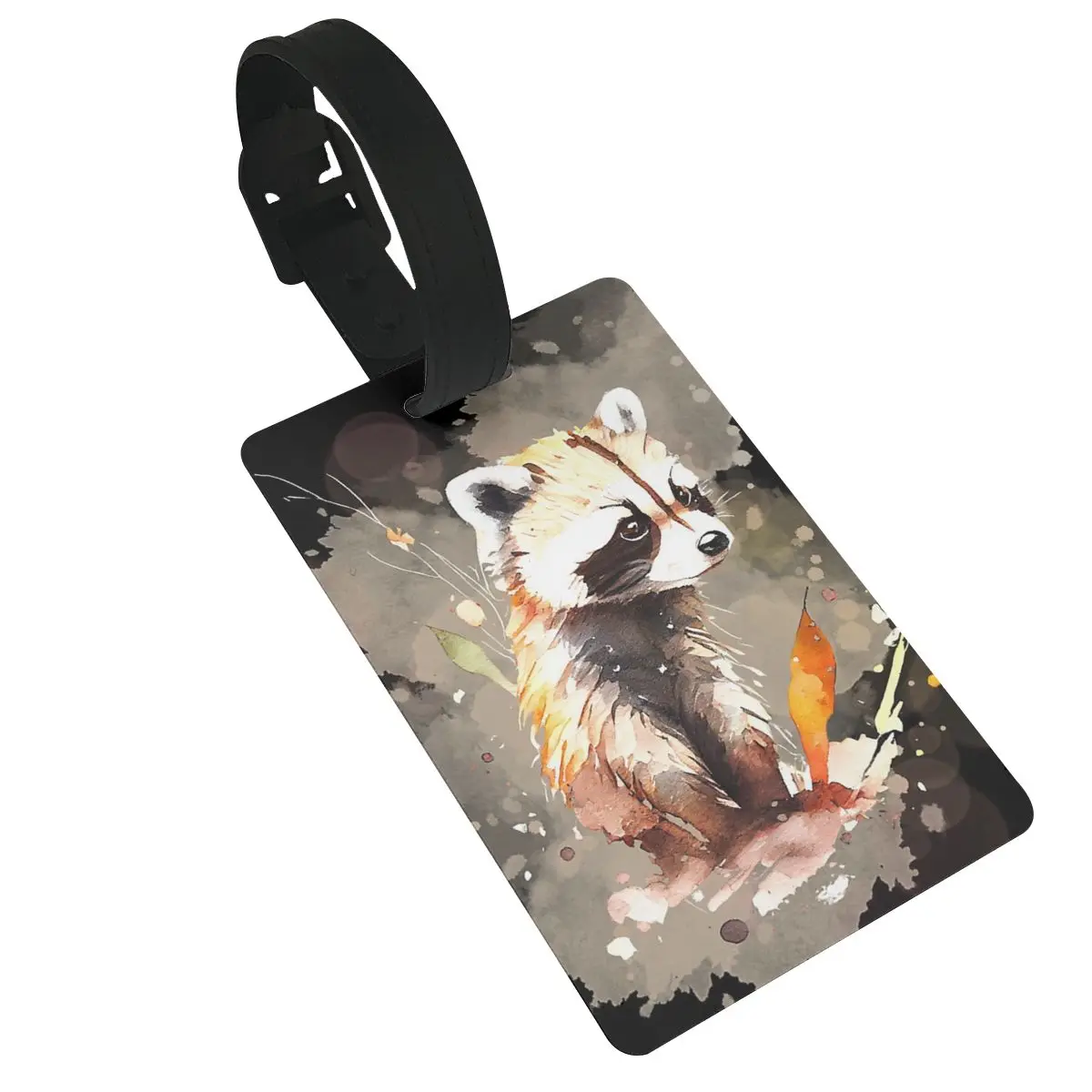 

Sweet Raccoon, Watercolour Animal Luggage Tags Suitcase Accessories Travel PVC Cute Baggage Boarding Tag Portable Label Holder