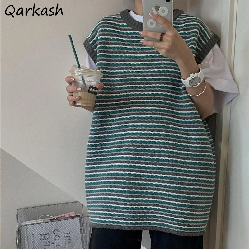 Women Sweater Vests Retro Striped Boyfriend Unisex Couple Outwear Knitting Females All-match Jumpers Trendy Teenagers Stretchy
Women Sweater Vests Retro Striped Boyfriend Unisex Couple Outwear Knitting Females All-match Jumpers Trendy Teenagers Stretchy