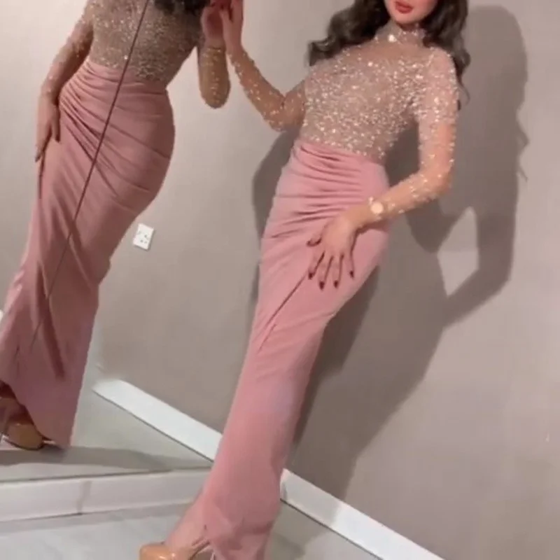 2022 Summer Women Glitter Sequin Dress Shiny O Neck Mesh Patchwork Club Party Long Sleeve Bodycon Ruched Long Split Dresses Pink
2022 Summer Women Glitter Sequin Dress Shiny O Neck Mesh Patchwork Club Party Long Sleeve Bodycon Ruched Long Split Dresses Pink
