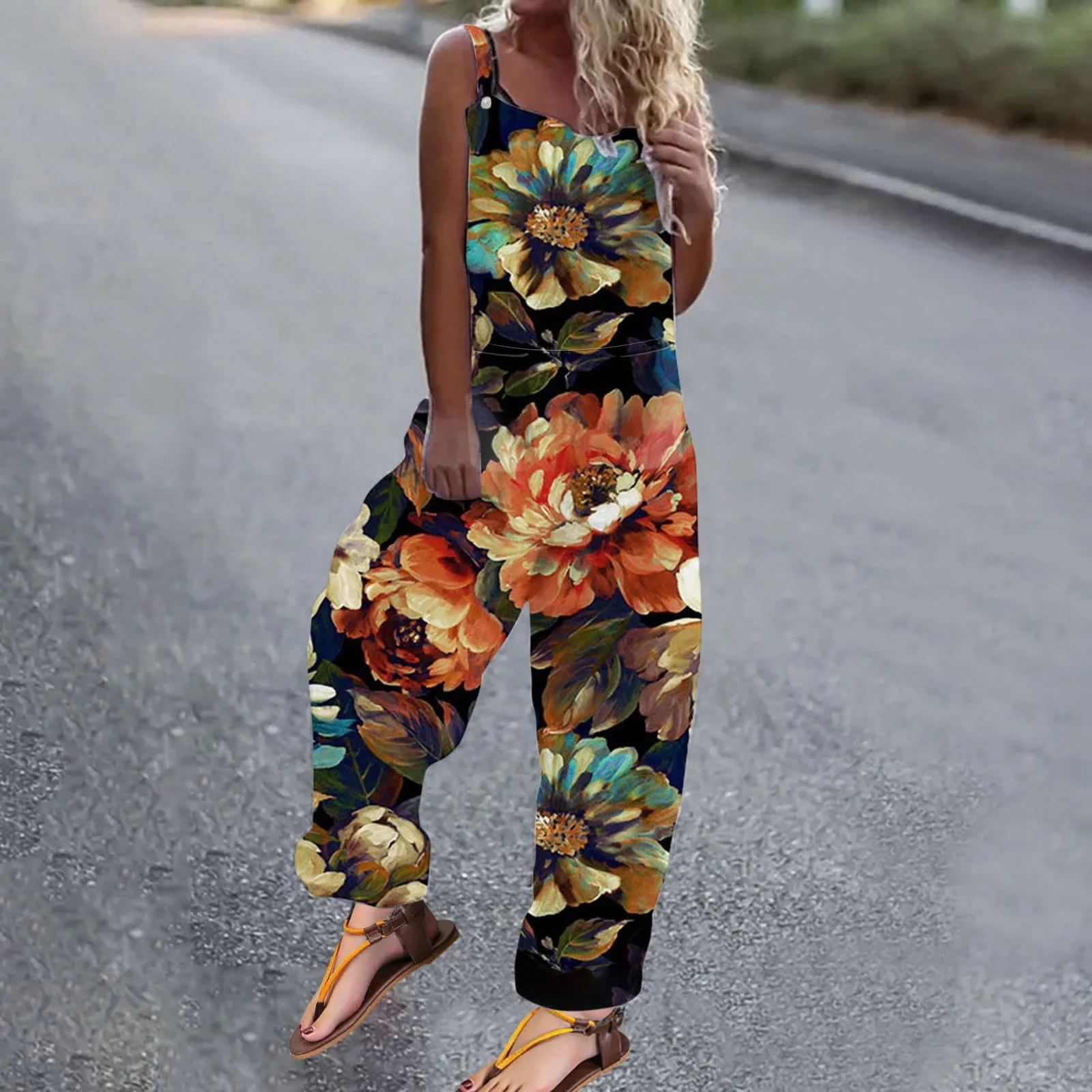 Women Casual Print Jumpsuit Fashion Summer Sweet Loose Bib Overalls Wide Leg Pants Retro Sleeveless Strap Streetwear
Women Casual Print Jumpsuit Fashion Summer Sweet Loose Bib Overalls Wide Leg Pants Retro Sleeveless Strap Streetwear