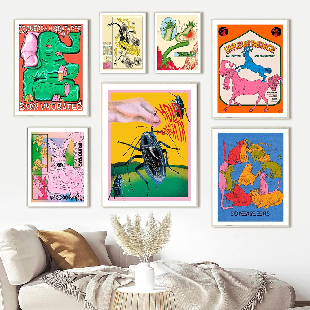 Настенный постер в стиле ретро со смешными абстрактными животными, слонами, мифическими зверями, напечатанный сомелье, кошка кангроо, Карти...
Настенный постер в стиле ретро со смешными абстрактными животными, слонами, мифическими зверями, напечатанный сомелье, кошка кангроо, Карти...