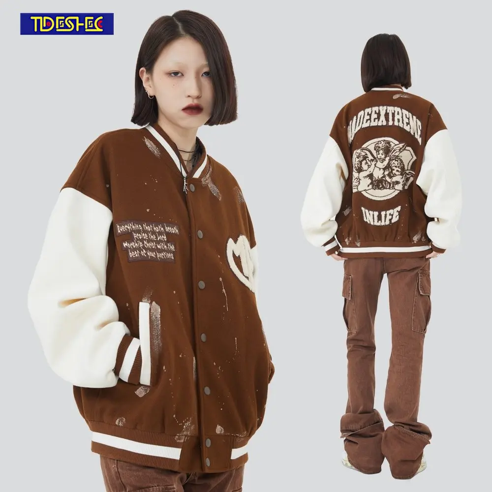 Punk Gothic Varsity Oversized Jacket 2022 Hip Hop Streetwear Men Vintage Cupid Embroidery Jacket Men Oversize Baseball Coat
Punk Gothic Varsity Oversized Jacket 2022 Hip Hop Streetwear Men Vintage Cupid Embroidery Jacket Men Oversize Baseball Coat