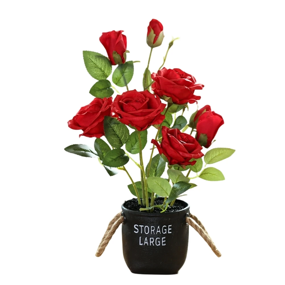 Artificial Roses in Pot Exquisite Workmanship Decoration for Home Office Weddings and Floral Tributes 8 Heads
Artificial Roses in Pot Exquisite Workmanship Decoration for Home Office Weddings and Floral Tributes 8 Heads