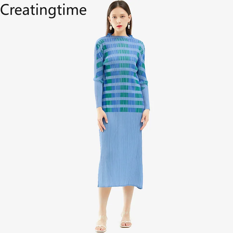 Creatingtime 2022 Spring New Fashion Women's Half High Collar Print Striped Pleated Long Sleeve Straight High Waist Dress GA452
Creatingtime 2022 Spring New Fashion Women's Half High Collar Print Striped Pleated Long Sleeve Straight High Waist Dress GA452