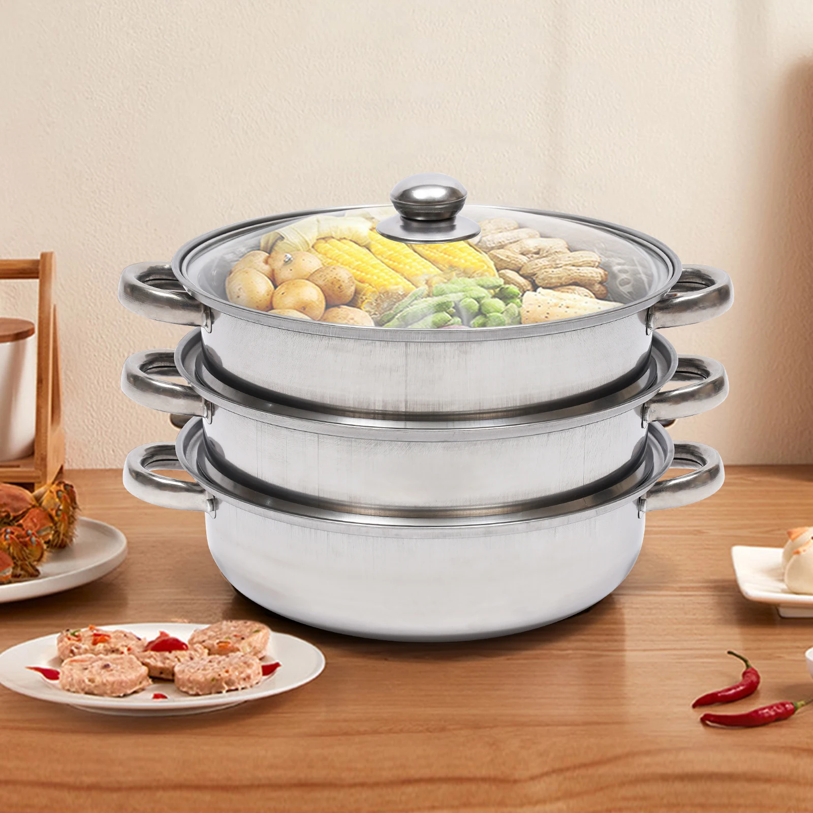3 Tier Steamer Steamer with Glass Lid Mini Steamer Cooking Pot Stainless Steel Ideal For Small Portions Or Single Household
3 Tier Steamer Steamer with Glass Lid Mini Steamer Cooking Pot Stainless Steel Ideal For Small Portions Or Single Household