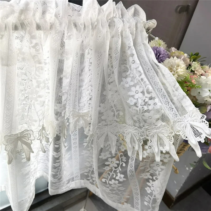 White Bow Lace Stitching Short Tulle Curtain Korean Pastoral Style Flower Half Drapes For Living Room Kitchen Window Decor #4
White Bow Lace Stitching Short Tulle Curtain Korean Pastoral Style Flower Half Drapes For Living Room Kitchen Window Decor #4