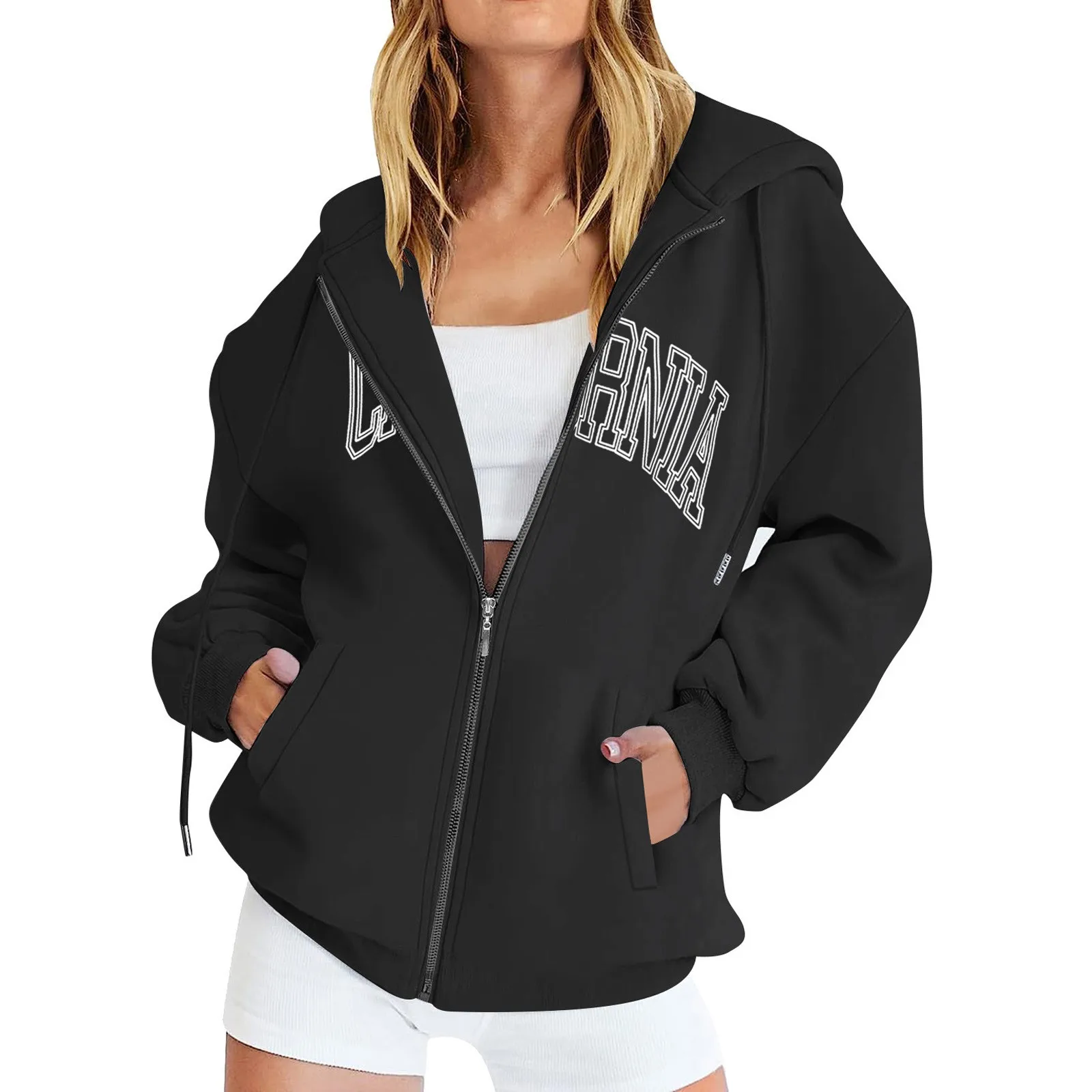 Oversized Letter Print Sweatshirt For Ladies Womens Casual Zip Up Hoodies Versatile Solid Color Clothes Drawstring Pullover
Oversized Letter Print Sweatshirt For Ladies Womens Casual Zip Up Hoodies Versatile Solid Color Clothes Drawstring Pullover