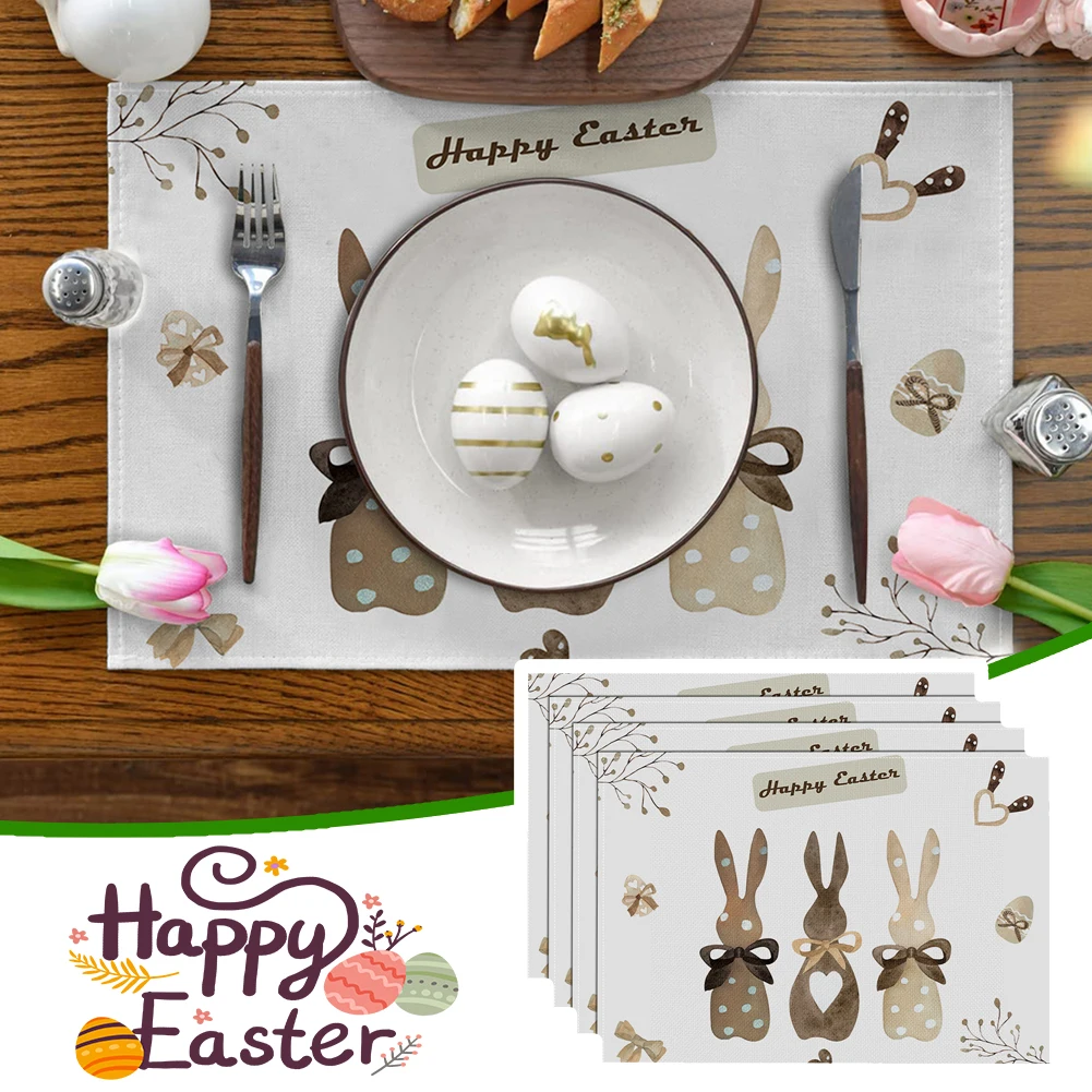 4PCS Reusable Easter Bunny Linen Dining Table Placemats Washable Heat Resistant Tableware Pad Home Party Table Decorations
4PCS Reusable Easter Bunny Linen Dining Table Placemats Washable Heat Resistant Tableware Pad Home Party Table Decorations