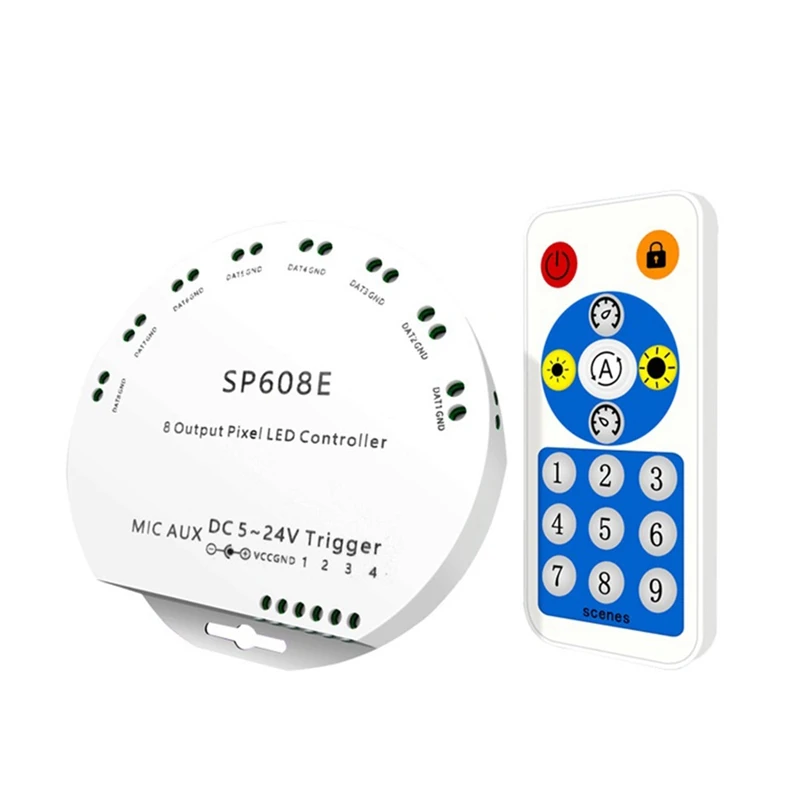 Светодиодный музыкальный контроллер SP608E DC5V-24V WS2812B, APP Bluetooth, с дистанционным управлением, 8 каналов, SP602E, 4 канала, WS2811, WS2815
Светодиодный музыкальный контроллер SP608E DC5V-24V WS2812B, APP Bluetooth, с дистанционным управлением, 8 каналов, SP602E, 4 канала, WS2811, WS2815