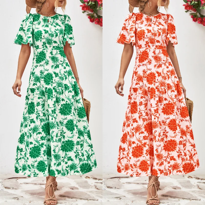 Women's Summer Vacation Dress 2023 Arrival Round Neck Printed Back Hollow Lace Dress Women's Fashion Elegant A-Line Long Dress
Women's Summer Vacation Dress 2023 Arrival Round Neck Printed Back Hollow Lace Dress Women's Fashion Elegant A-Line Long Dress