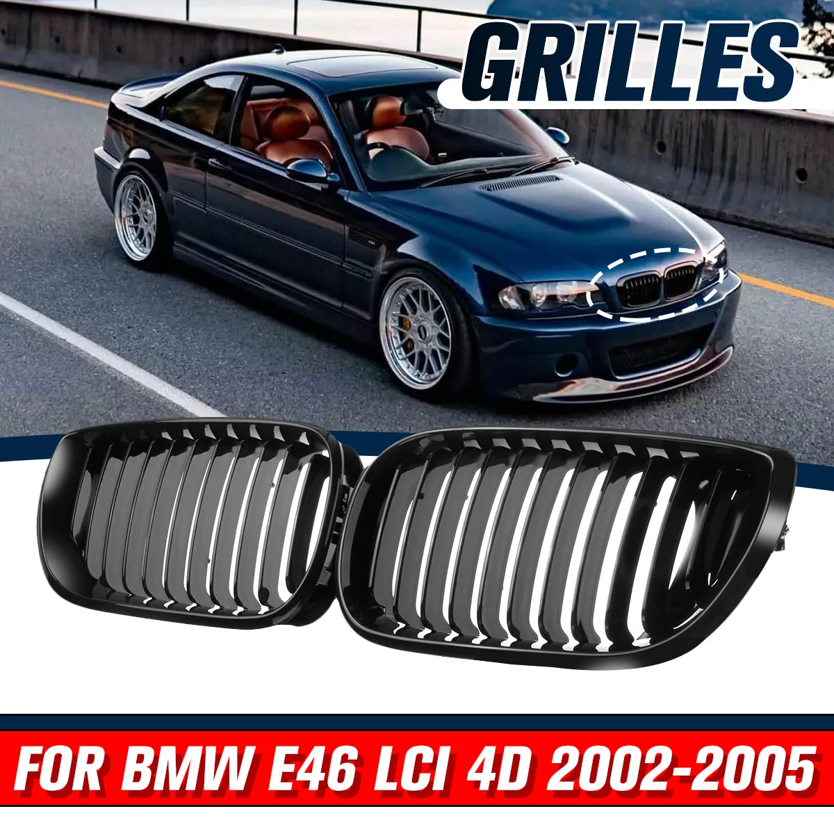 Передняя решетка для радиатора BMW E46 3 серии 4-DOOR 4D 2002 2003 2004 LCI рестайлинг, 2 шт.
Передняя решетка для радиатора BMW E46 3 серии 4-DOOR 4D 2002 2003 2004 LCI рестайлинг, 2 шт.