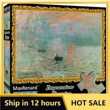 MaxRenard Jigsaw Puzzle 1000pcs for Adult Famous Oil Painting Monet Sunrise Impression Puzzle Toy Family Game Home Decoration