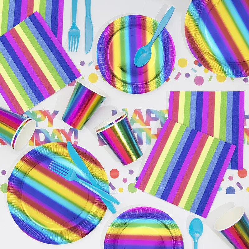 Rainbow Color Disposable TableWare Rainbow Napkin Plate Cup Adult Rainbow Theme Happy Birthday Party Decor Kids Boy Girl
Rainbow Color Disposable TableWare Rainbow Napkin Plate Cup Adult Rainbow Theme Happy Birthday Party Decor Kids Boy Girl