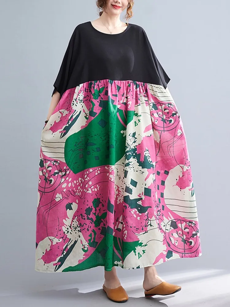 Женское Хлопковое платье с коротким рукавом, повседневное Свободное длинное винтажное платье-макси с цветочным принтом, модель 2023 большого размера в Корейском стиле на лето
Женское Хлопковое платье с коротким рукавом, повседневное Свободное длинное винтажное платье-макси с цветочным принтом, модель 2023 большого размера в Корейском стиле на лето