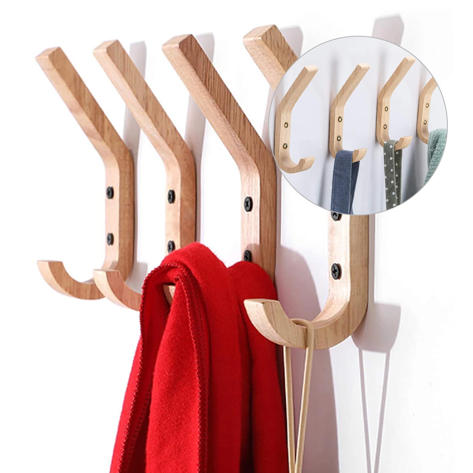 Wooden Wall Hooks Decorative Natural Wood Coat Hanger Mounted Towel Rack for Hanging Jacket, Bags, Backpacks, Mugs, Keys
Wooden Wall Hooks Decorative Natural Wood Coat Hanger Mounted Towel Rack for Hanging Jacket, Bags, Backpacks, Mugs, Keys