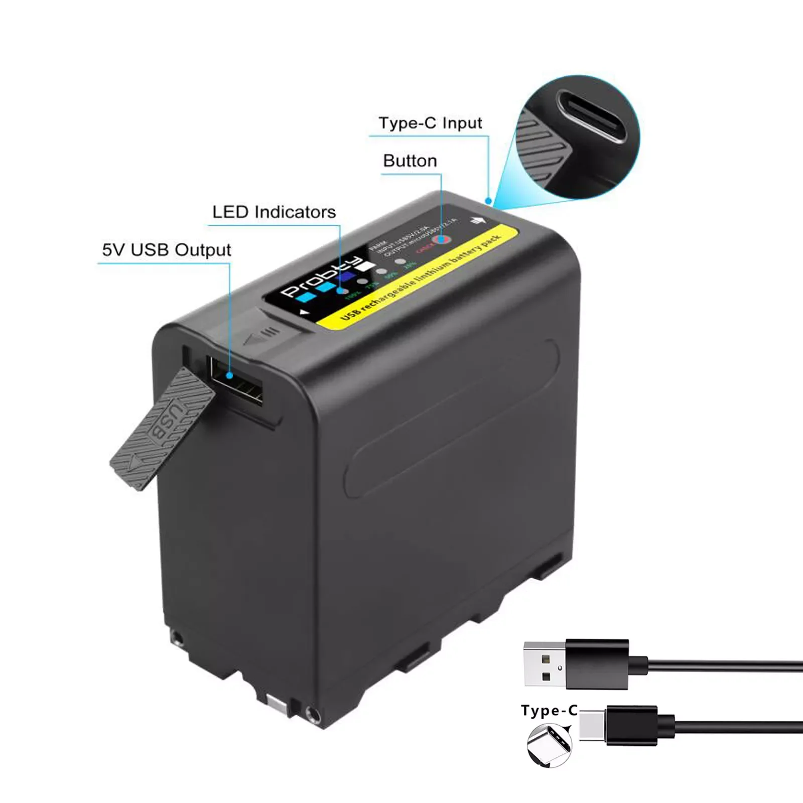 Probty 8800mAh NP-F980 NP-F970 NPF960 NPF970 Battery with USB Charge Output For Sony PLM-100 CCD-TRV35 MVC-FD91 MC1500C
Probty 8800mAh NP-F980 NP-F970 NPF960 NPF970 Battery with USB Charge Output For Sony PLM-100 CCD-TRV35 MVC-FD91 MC1500C
