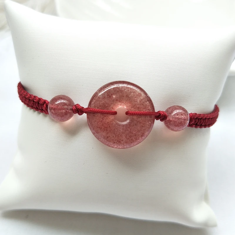 Naturalstone Quartz crystal circle donut Natural Strawberry Quartz Handmade Braid Red Rope Bracelets for Women Girls FineJewelry
Naturalstone Quartz crystal circle donut Natural Strawberry Quartz Handmade Braid Red Rope Bracelets for Women Girls FineJewelry