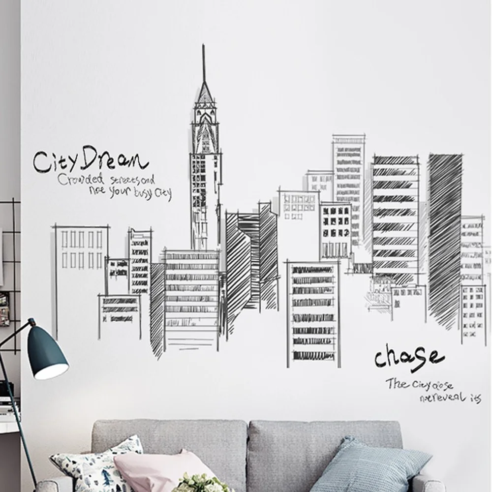 1pc PVC Wall Stickers City Tall Buildings Wall Stickers for Living Room Background Mural Decal Art DIY Home Decoration
1pc PVC Wall Stickers City Tall Buildings Wall Stickers for Living Room Background Mural Decal Art DIY Home Decoration