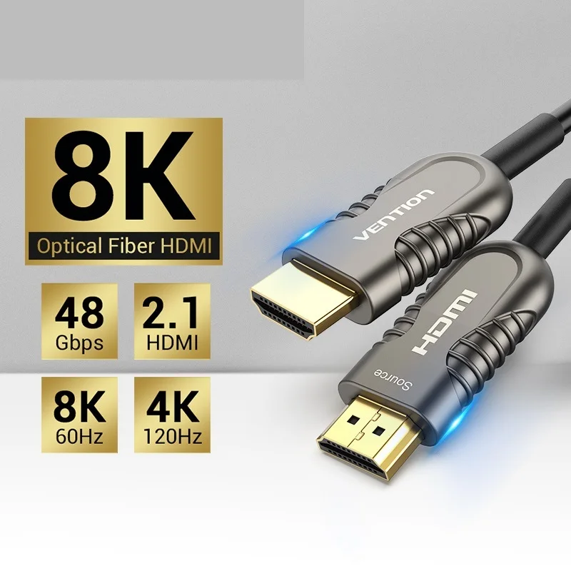8K HDMI 2.1 Cable 120Hz 48Gbps Fiber Optic Ultra High Speed HDR eARC for HD TV Box Projector PS5 Cable HDMI
8K HDMI 2.1 Cable 120Hz 48Gbps Fiber Optic Ultra High Speed HDR eARC for HD TV Box Projector PS5 Cable HDMI
