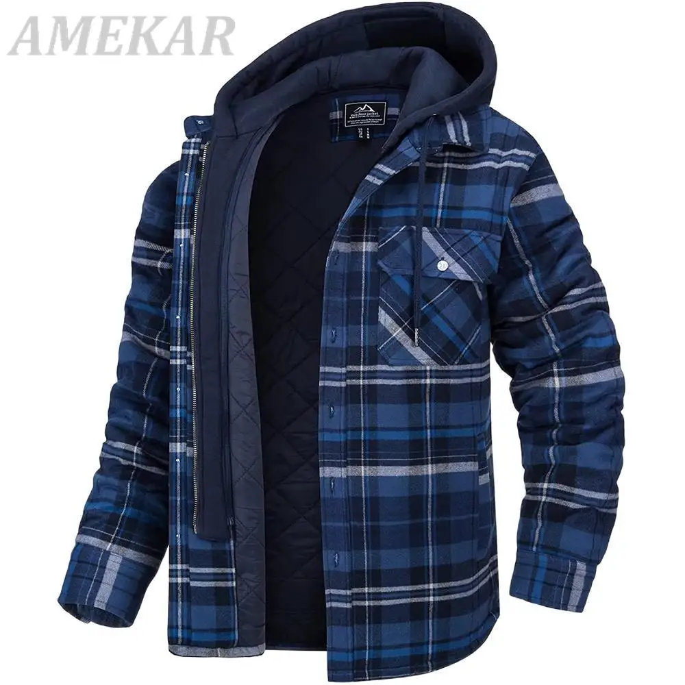 2022 Men's Flannel Shirt Jacket With Removable Hood Plaid Quilted Lined Winter Coats Preppy Style Fleece Thick Hoodie Outwear
2022 Men's Flannel Shirt Jacket With Removable Hood Plaid Quilted Lined Winter Coats Preppy Style Fleece Thick Hoodie Outwear