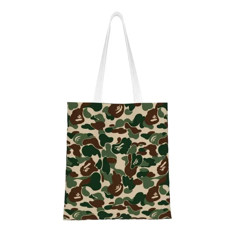 

Camo Groceries Tote Shopping Bags Women Fashion Camouflage Geometry Pattern Canvas Shoulder Shopper Bag Large Capacity Handbag