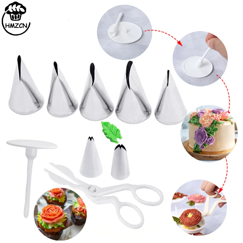 Flower Scissor+Cake Tray +5pcs Tulips Rose Nozzle Nail Decor Lifter Fondant Cream Transfer Baking Pastry Kitchen 7Pcs/set 
Flower Scissor+Cake Tray +5pcs Tulips Rose Nozzle Nail Decor Lifter Fondant Cream Transfer Baking Pastry Kitchen 7Pcs/set