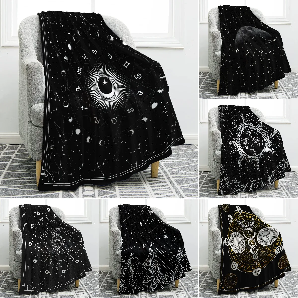 Sun and Moon Blanket Stars Space Psychedelic Black and White Print Throw Blanket for Couch Bed Sofa Camping for Kids Adults King
Sun and Moon Blanket Stars Space Psychedelic Black and White Print Throw Blanket for Couch Bed Sofa Camping for Kids Adults King
