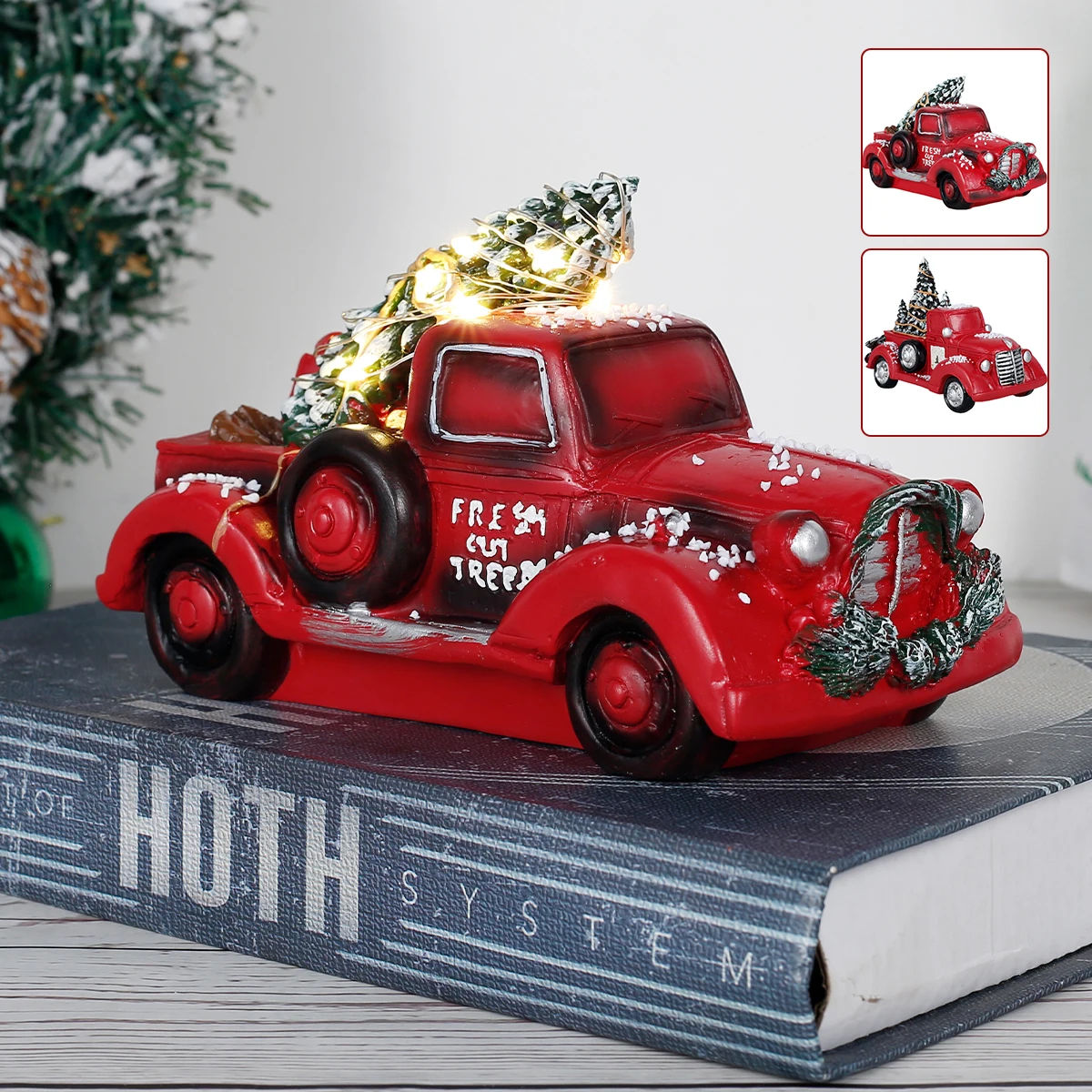 Рождественский грузовик с рождественской елкой, винтажное красное искусственное животное, Рождественское украшение для дома и кухни 
Рождественский грузовик с рождественской елкой, винтажное красное искусственное животное, Рождественское украшение для дома и кухни